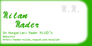 milan mader business card